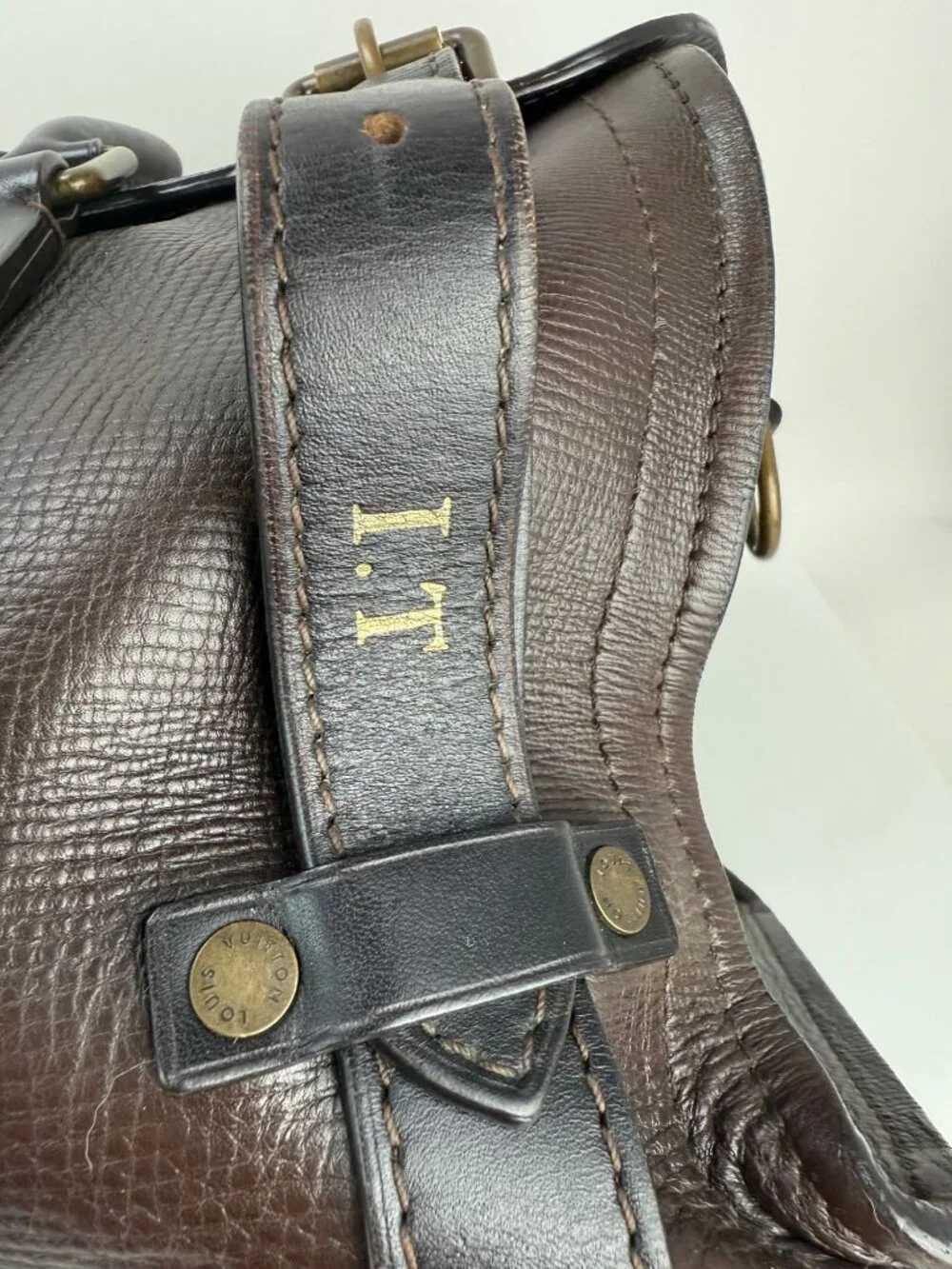 Louis Vuitton Vintage Utah Brown Leather Sac Weekender Travel Bag